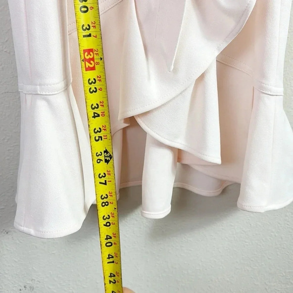 Calvin Klein Ruffled Tulip-Hem Crepe Dress with sash in Cream color size 6 - Picture 7 of 16